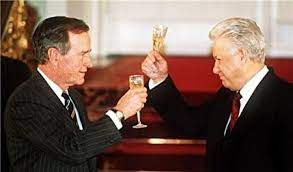 Presidentes Bush y Yeltsin