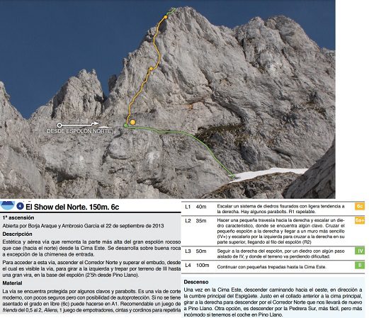 Zona escalada clasica cara norte del Espiguete (Palencia) 24 Via el Show del Norte