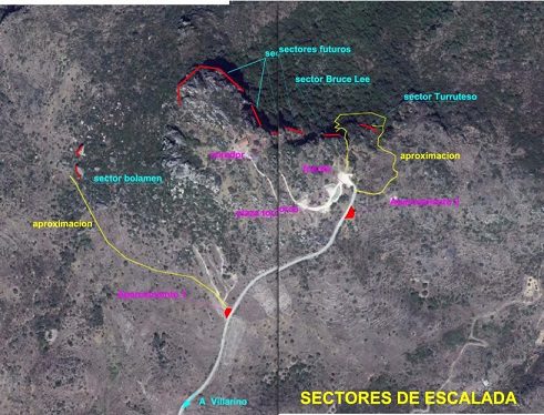 Zona escalada San Cristobal en Villarino de los Aires (Salamanca) 29 Ubicacion sectores